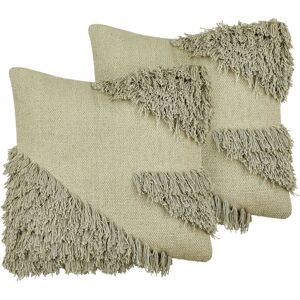 Beliani Set of 2 Cushions - Green Cotton - 45x45 cm - Cushions Beliani Set of 2 Cushions - Green Cotton - 45x45 cm - Cushions