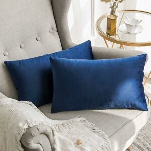 HÉLOISE Set of 2 Velvet Cushion Covers Decorative Sofa Pillow Case Super Smooth Soft Decoration Home Living Room Bedroom for Couch 2 Pieces 30X50CM Dark Blue HÉLOISE Set of 2 Velvet Cushion Covers Decorative Sofa Pillow Case Super Smooth Soft Decoration Home Living Room Bedroom for Couch 2 Pieces 30X50CM Dark Blue