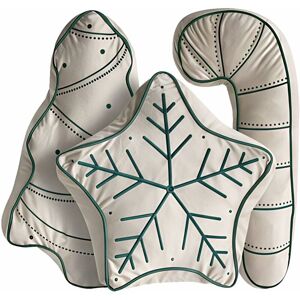 BELIANI Set of 3 Decorative Cushions JOLLYTRIO Velvet 35 x 70 cm 40 x 60 cm 40 x 40 cm Light Beige Christmas Motif BELIANI Set of 3 Decorative Cushions JOLLYTRIO Velvet 35 x 70 cm 40 x 60 cm 40 x 40 cm Light Beige Christmas Motif