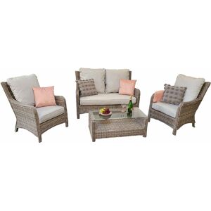 Signature Weave - Alexandra Wicker High Back 4 Seater Sofa Set & Chairs Grey Signature Weave - Alexandra Wicker High Back 4 Seater Sofa Set & Chairs Grey