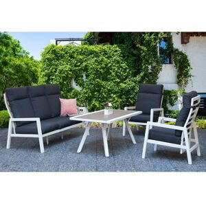 Signature Weave - Kimmie 5 Seater Sofa Reclining Chair Table Set Grey White Signature Weave - Kimmie 5 Seater Sofa Reclining Chair Table Set Grey White