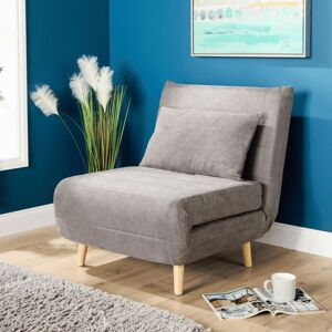 Home Source - Single Clic Clac Grey Sofa Bed Polyester Upholstered Home Living Furniture Home Source - Single Clic Clac Grey Sofa Bed Polyester Upholstered Home Living Furniture
