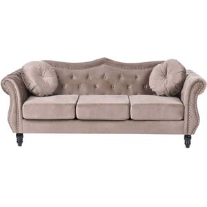 BELIANI Sofa 3 Seater SKIEN Velvet Taupe BELIANI Sofa 3 Seater SKIEN Velvet Taupe