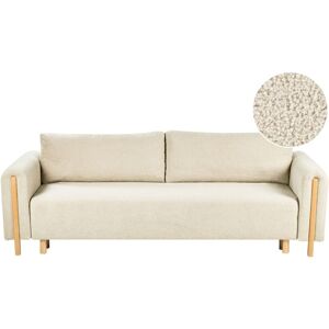 BELIANI Sofa Bed 3 Seater KVAM Boucle Off-White with Storage BELIANI Sofa Bed 3 Seater KVAM Boucle Off-White with Storage