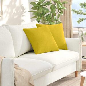Sofa Pillows 2 pcs Yellow 45 x 45 cm Corduroy Fabric vidaXL Sofa Pillows 2 pcs Yellow 45 x 45 cm Corduroy Fabric vidaXL