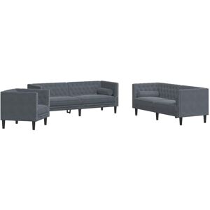 Sofa Set Dark grey Velvet vidaXL Sofa Set Dark grey Velvet vidaXL