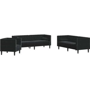Sofa Set Black Velvet vidaXL Sofa Set Black Velvet vidaXL