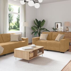 Vidaxl - Sofa Set with Cushion 3 pcs Brown 221 x 78 x 80 cm Velvet Vidaxl - Sofa Set with Cushion 3 pcs Brown 221 x 78 x 80 cm Velvet