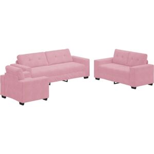 3 Piece Sofa Set with Cushions Pink Velvet vidaXL 3 Piece Sofa Set with Cushions Pink Velvet vidaXL