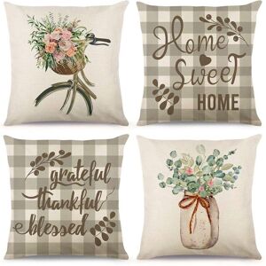 Tlily - Spring Pillow Covers 18X18 Set Of 4 Decorations Eucalyptus Farmhouse Throw Home Sofa Decor Cushion Case Tlily - Spring Pillow Covers 18X18 Set Of 4 Decorations Eucalyptus Farmhouse Throw Home Sofa Decor Cushion Case