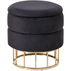 BELIANI Storage Pouffe ELGIN Velvet Black BELIANI Storage Pouffe ELGIN Velvet Black
