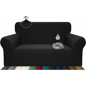 Hoopzi - Stretchy, Waterproof and Scratch Resistant Sofa Cover for 2 Seater Couch Elegant Pattern With Non-Slip Foam Sticks (2 Seater Sofa, Black) Hoopzi - Stretchy, Waterproof and Scratch Resistant Sofa Cover for 2 Seater Couch Elegant Pattern With Non-Slip Foam Sticks (2 Seater Sofa, Black)