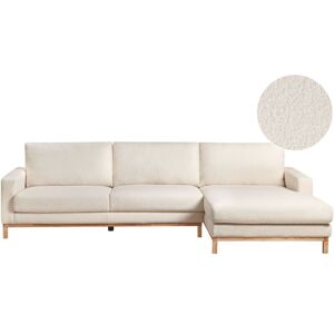Beliani - Stylish Left Hand Corner Sofa Boucle Upholstery Wooden Legs White Siggard Beliani - Stylish Left Hand Corner Sofa Boucle Upholstery Wooden Legs White Siggard