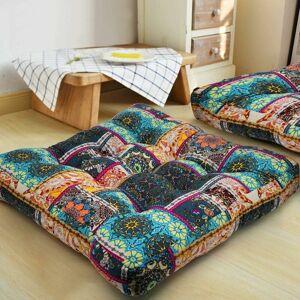 DEWDAT Turquoise Square Meditation Floor Cushion Mandala Bohemian Cotton Linen Indian Style Pillow for Yoga Living Room Balcony Kids Playroom Party Outdoor DEWDAT Turquoise Square Meditation Floor Cushion Mandala Bohemian Cotton Linen Indian Style Pillow for Yoga Living Room Balcony Kids Playroom Party Outdoor