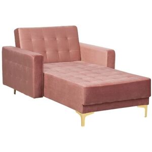 Beliani Pink Velvet Chaise Lounge - Modern Living Room Reclining Day Bed Beliani Pink Velvet Chaise Lounge - Modern Living Room Reclining Day Bed