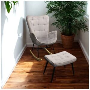 Kosy Koala - Rocking chair recliner lounge with footstool grey velvet sofa living room furniture Kosy Koala - Rocking chair recliner lounge with footstool grey velvet sofa living room furniture