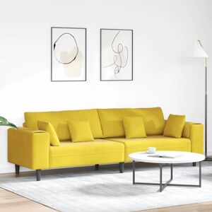 Velvet Sofa with Cushion Yellow 210 cm Velvet Vidaxl Velvet Sofa with Cushion Yellow 210 cm Velvet Vidaxl