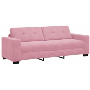 3-Seater Sofa with Cushion Pink Velvet vidaXL 3-Seater Sofa with Cushion Pink Velvet vidaXL