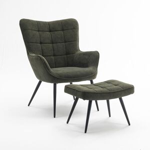 MORE4HOMES Vera Linen / Velvet Occasional Lounge Living Room Accent Chair Armchair Metal Legs Green Velvet with Footstool - Green MORE4HOMES Vera Linen / Velvet Occasional Lounge Living Room Accent Chair Armchair Metal Legs Green Velvet with Footstool - Green