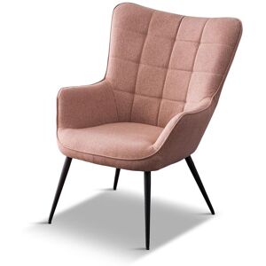 MORE4HOMES Vera Linen / Velvet Occasional Lounge Living Room Accent Chair Armchair Metal Legs Pink without Footstool - Pink MORE4HOMES Vera Linen / Velvet Occasional Lounge Living Room Accent Chair Armchair Metal Legs Pink without Footstool - Pink