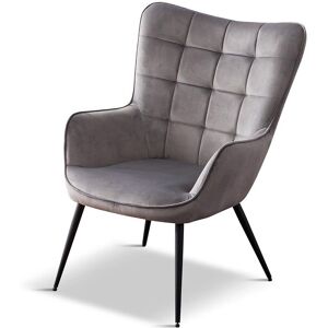 MORE4HOMES Vera Linen / Velvet Occasional Lounge Living Room Accent Chair Armchair Metal Legs Grey Velvet without Footstool MORE4HOMES Vera Linen / Velvet Occasional Lounge Living Room Accent Chair Armchair Metal Legs Grey Velvet without Footstool