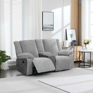 More4homes - Verona 2 Seater Jumbo Cord Manual Recliner Sofa w Drinks Console (Grey) More4homes - Verona 2 Seater Jumbo Cord Manual Recliner Sofa w Drinks Console (Grey)
