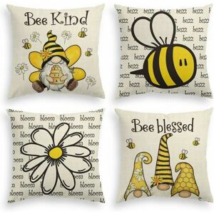 Hoopzi - Watercolor Daisy Bee Kind Gnome Flower Throw Pillow Cover, 18 x 18 Inch Summer Holiday Party Cushion Case for Sofa Couch Set of 4 Hoopzi - Watercolor Daisy Bee Kind Gnome Flower Throw Pillow Cover, 18 x 18 Inch Summer Holiday Party Cushion Case for Sofa Couch Set of 4