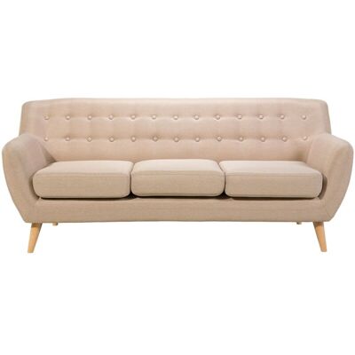 Beliani 3 Seater Sofa Beige - Scandinavian Minimalistic Living Room Beliani 3 Seater Sofa Beige - Scandinavian Minimalistic Living Room