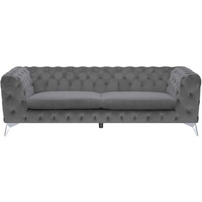 Beliani 3 Seater Grey Velvet Chesterfield Sofa Beliani 3 Seater Grey Velvet Chesterfield Sofa