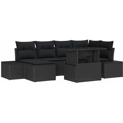 Home & Garden 7-Piece Black Poly Rattan Garden Sofa Set Home & Garden 7-Piece Black Poly Rattan Garden Sofa Set