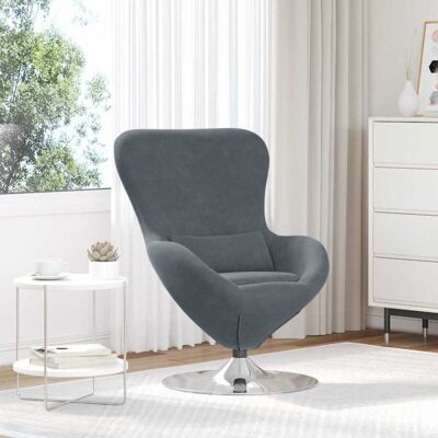Vidaxl Dark Gray Velvet Egg Chair - Armchair Vidaxl Dark Gray Velvet Egg Chair - Armchair