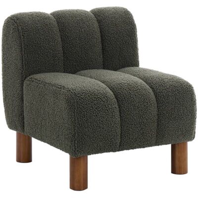 SWEEEK Children's armchair with rounded legs in rubberwood and boucle fabric, khaki green, 46x55x52.5 cm - Angel Kids SWEEEK Children's armchair with rounded legs in rubberwood and boucle fabric, khaki green, 46x55x52.5 cm - Angel Kids