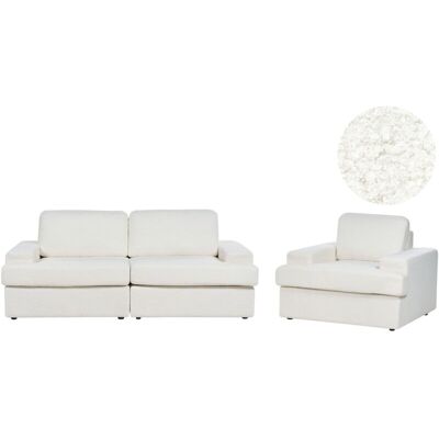 Beliani White Boucle 4-Seater Sofa Set - Classic Living Room Beliani White Boucle 4-Seater Sofa Set - Classic Living Room