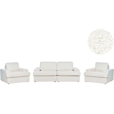 Beliani White Boucle 5-Seater Sofa Set - Living Room Furniture Beliani White Boucle 5-Seater Sofa Set - Living Room Furniture