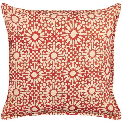 Beliani Cotton Cushion Red Cream Geometric Pattern 45 x 45 cm - Cushion Beliani Cotton Cushion Red Cream Geometric Pattern 45 x 45 cm - Cushion
