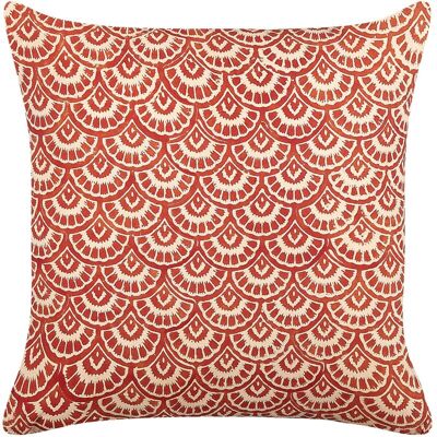 Beliani Red Cream Geometric Cotton Cushion - Cushion Beliani Red Cream Geometric Cotton Cushion - Cushion