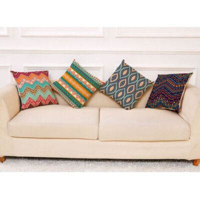 MCBOSON Cushion Covers 45 x 45 cm Bohemian Geometric Set of 4 Pillowcases Linen Cotton Colorful Vintage Ethnic Decorative Pillow Cover for Sofa Beds Chairs MCBOSON Cushion Covers 45 x 45 cm Bohemian Geometric Set of 4 Pillowcases Linen Cotton Colorful Vintage Ethnic Decorative Pillow Cover for Sofa Beds Chairs