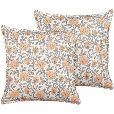 Beliani Cotton Flower Pattern Cushion - 45x45cm Beliani Cotton Flower Pattern Cushion - 45x45cm