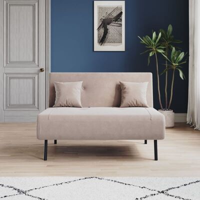 ELEGANT Sofa Bed with 3 Fold Design, Iron Legs, Hidden Zipper, 6-Level Backrest Backrest and 2 Cushions, Khaki ELEGANT Sofa Bed with 3 Fold Design, Iron Legs, Hidden Zipper, 6-Level Backrest Backrest and 2 Cushions, Khaki