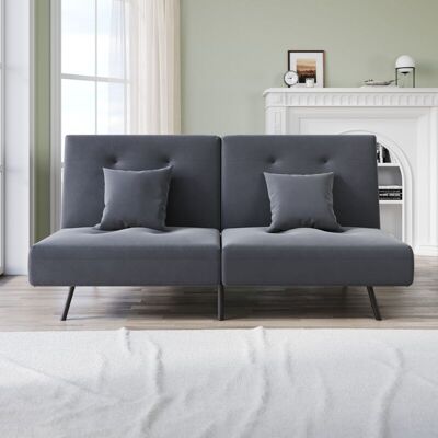 ELEGANT Sofa Bed with Double Fold Design, Iron Legs, Suitable for Various Decoration Styles, Adjustable Backrest and 2 Cushions, Dark Gray ELEGANT Sofa Bed with Double Fold Design, Iron Legs, Suitable for Various Decoration Styles, Adjustable Backrest and 2 Cushions, Dark Gray