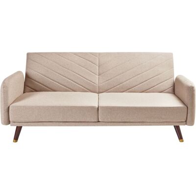 Beliani Sofa Bed Senja - Vintage, Light Brown, Adjustable Backrest - Sofa bed Beliani Sofa Bed Senja - Vintage, Light Brown, Adjustable Backrest - Sofa bed