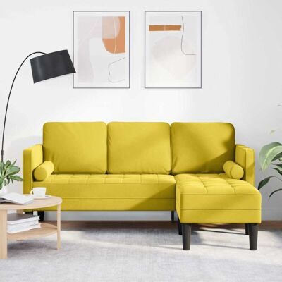 vidaXL Sofa - Vibrant yellow linen fabric, wooden legs, convertible - Sofa vidaXL Sofa - Vibrant yellow linen fabric, wooden legs, convertible - Sofa