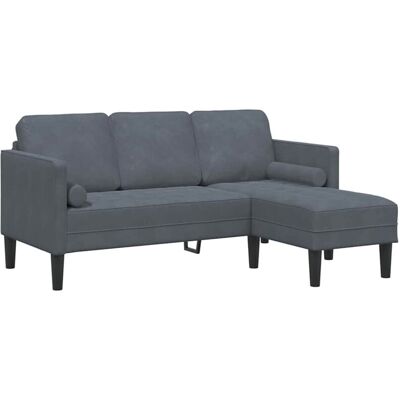 Vidaxl Large Dark Gray Fabric Wooden Sofa - Living Room Furniture Vidaxl Large Dark Gray Fabric Wooden Sofa - Living Room Furniture
