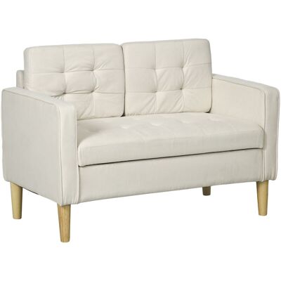 HOMCOM - Compact Loveseat - Cream - 2 Seater - Sofa HOMCOM - Compact Loveseat - Cream - 2 Seater - Sofa
