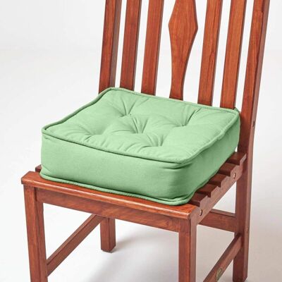 Forest Green Cotton Dining Booster Cushion - Homescapes Forest Green Cotton Dining Booster Cushion - Homescapes