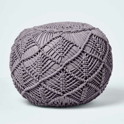 Homescapes Grey Macrame Pouffe - Pouffe, 35 x 40 cm, Unisex Homescapes Grey Macrame Pouffe - Pouffe, 35 x 40 cm, Unisex