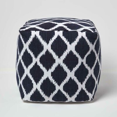 Homescapes Blue Natural Ikat Pouffe - Home Furnishings Homescapes Blue Natural Ikat Pouffe - Home Furnishings