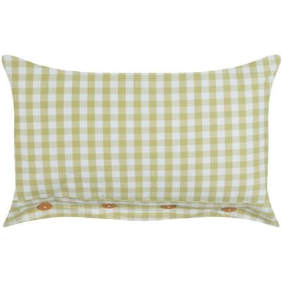 Beliani Olive Green White Checkered Pattern 40x60cm Cushion - Modern Decor Beliani Olive Green White Checkered Pattern 40x60cm Cushion - Modern Decor