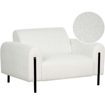 Beliani Modern Style Armchair Adjustable Backrest Bouclé White Beliani Modern Style Armchair Adjustable Backrest Bouclé White