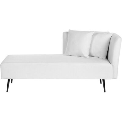 Beliani White Right Hand Polyester Fabric Upholstery Modern Chaise Lounge - Living Room Beliani White Right Hand Polyester Fabric Upholstery Modern Chaise Lounge - Living Room